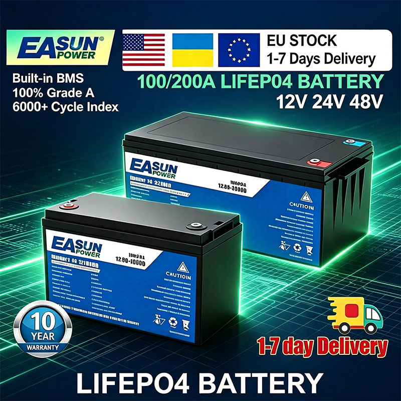 Grid Tie Inverter Limiter 2000W - แบตเตอรี่ EASUN POWER LiFePO4 100Ah 200Ah