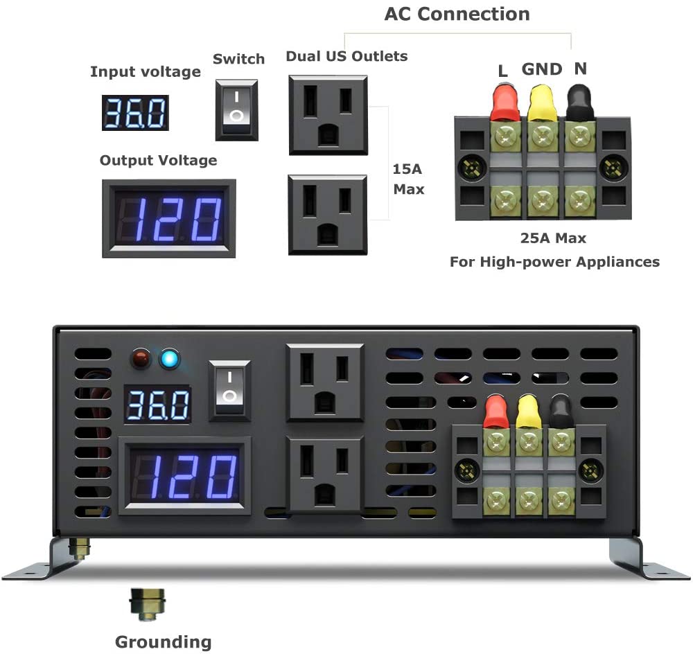 อินเวอร์เตอร์พลังงานแสงอาทิตย์ - Pure Sine Wave Inverter 5000W 48V 220V บทวิจารณ์และราคา