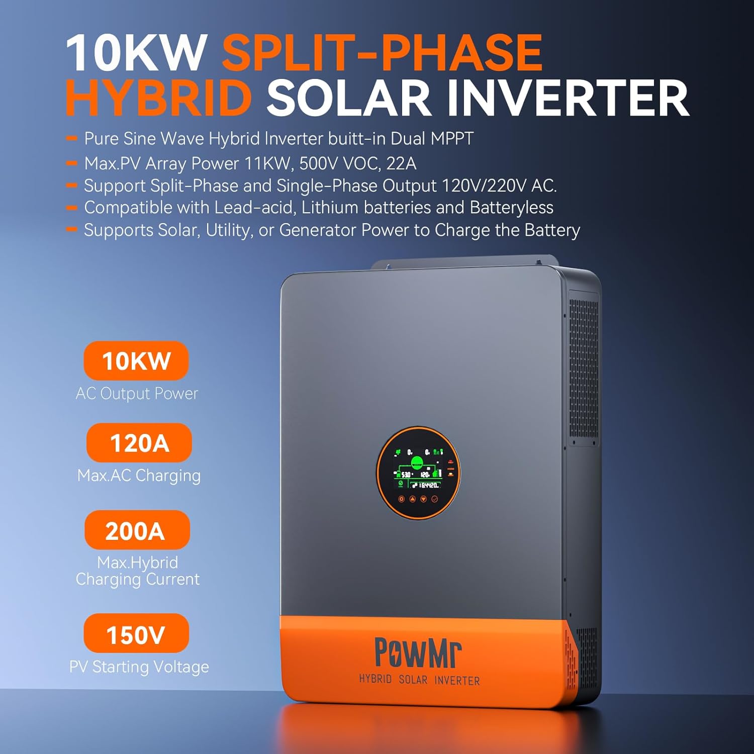 อินเวอร์เตอร์ PowMr 16KW 10KW  - Split Phase Inverter 10Kw 110V 220V บทวิจารณ์และราคา